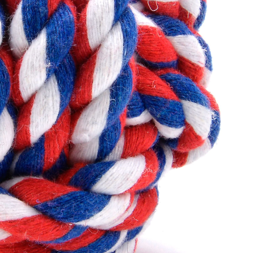 Balle en corde pour chien tricolore