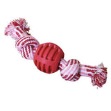 Corde avec balle à mâcher pour chien rouge