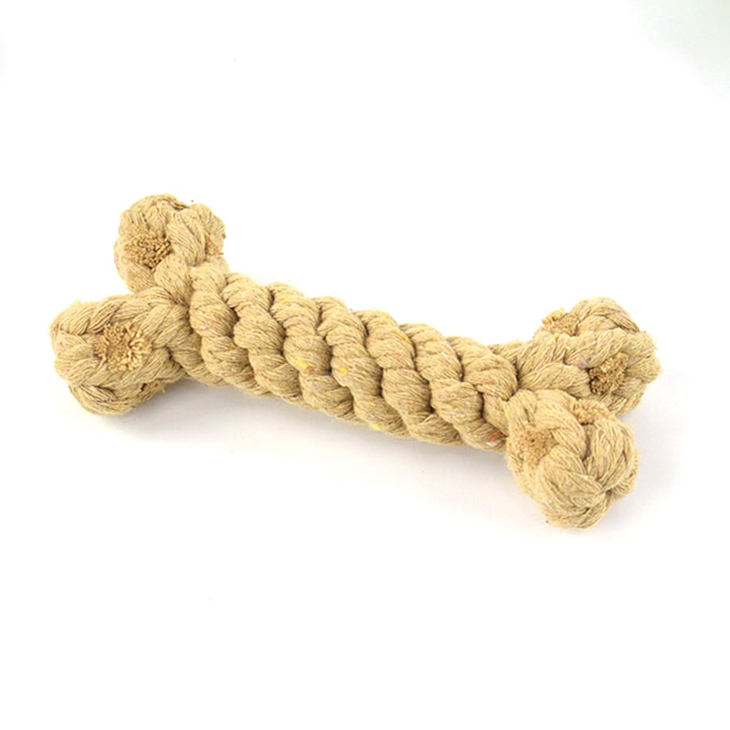 Os en corde à mâcher pour chien beige