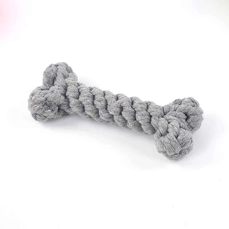 Os en corde à mâcher pour chien gris