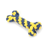 Os en corde à mâcher pour chien jaune et bleu
