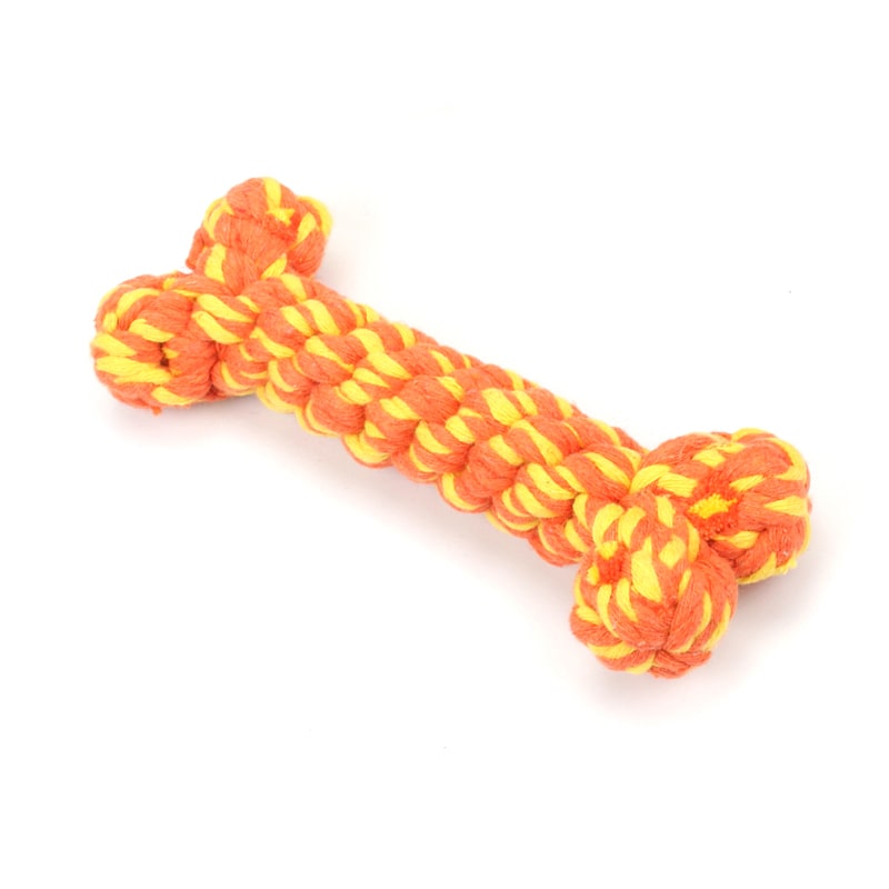 Os en corde à mâcher pour chien jaune et orange