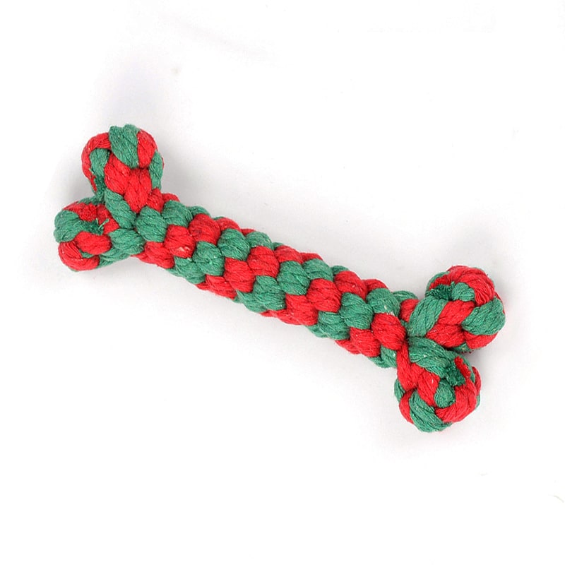 Os en corde à mâcher pour chien rouge et vert