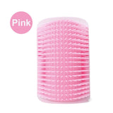 Brosse de massage à fixer pour chat rose