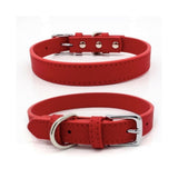 Collier imitation cuir pour chien rouge