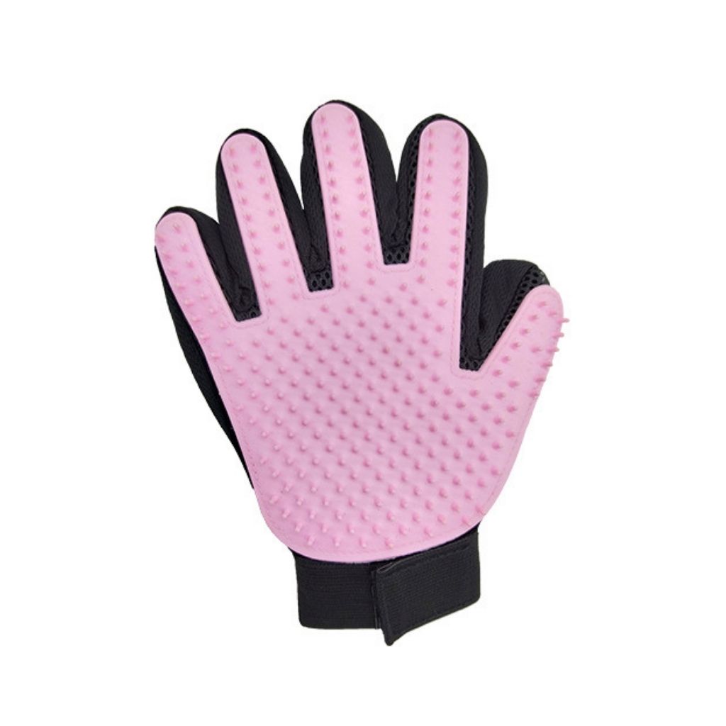 Gants de toilettage pour chien et chat rose